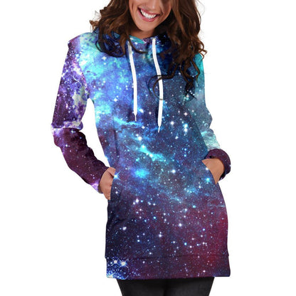 Starfield Nebula Galaxy Space Print Hoodie Dress GearFrost