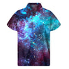 Starfield Nebula Galaxy Space Print Men's Short Sleeve Shirt