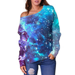 Starfield Nebula Galaxy Space Print Off Shoulder Sweatshirt GearFrost