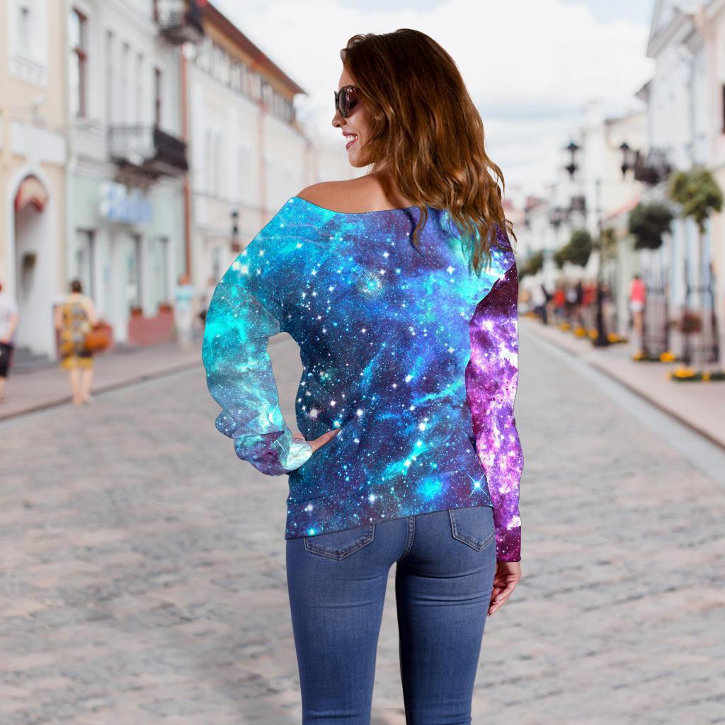 Starfield Nebula Galaxy Space Print Off Shoulder Sweatshirt GearFrost
