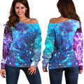 Starfield Nebula Galaxy Space Print Off The Shoulder Sweatshirt