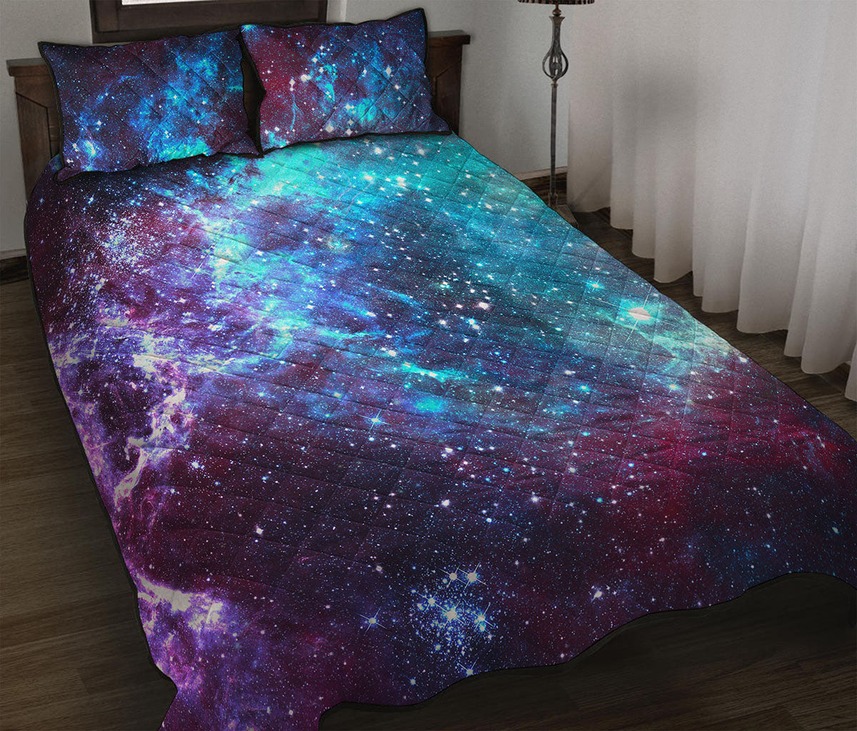 Starfield Nebula Galaxy Space Print Quilt Bed Set