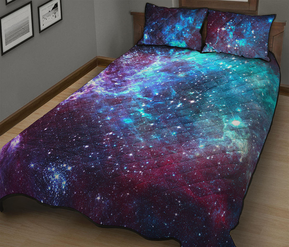 Starfield Nebula Galaxy Space Print Quilt Bed Set
