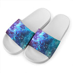 Starfield Nebula Galaxy Space Print White Slide Sandals