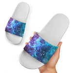 Starfield Nebula Galaxy Space Print White Slide Sandals