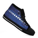 Starry Sky Lunar Phase Print Black High Top Shoes
