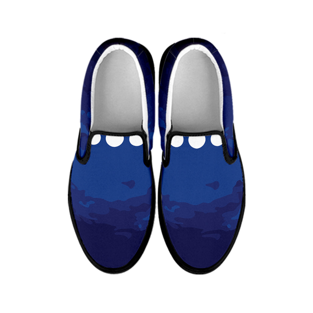 Starry Sky Lunar Phase Print Black Slip On Shoes