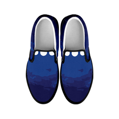 Starry Sky Lunar Phase Print Black Slip On Shoes