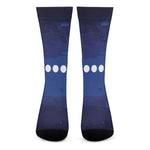 Starry Sky Lunar Phase Print Crew Socks