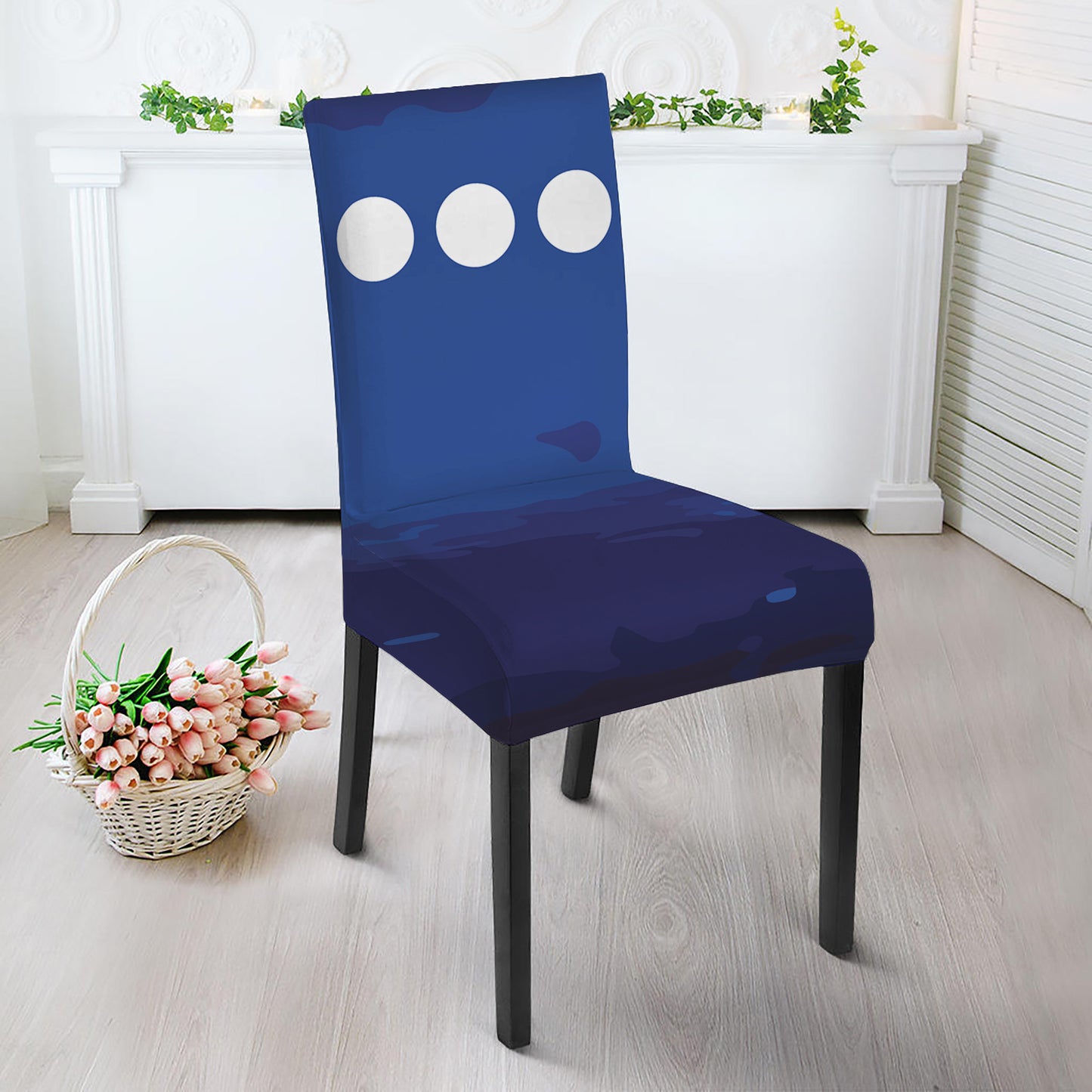 Starry Sky Lunar Phase Print Dining Chair Slipcover