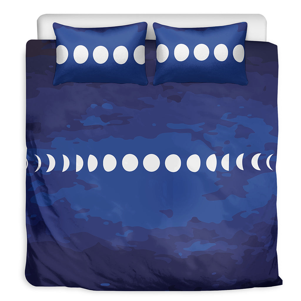 Starry Sky Lunar Phase Print Duvet Cover Bedding Set