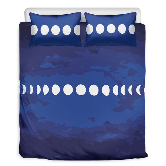 Starry Sky Lunar Phase Print Duvet Cover Bedding Set