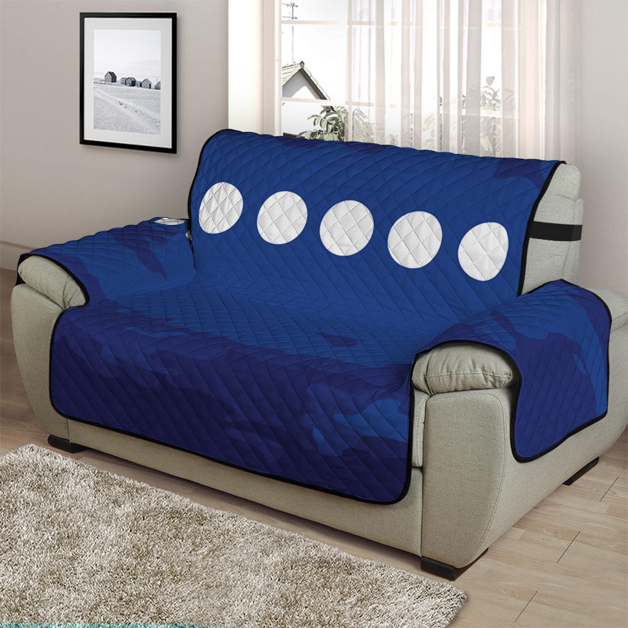 Starry Sky Lunar Phase Print Half Sofa Protector