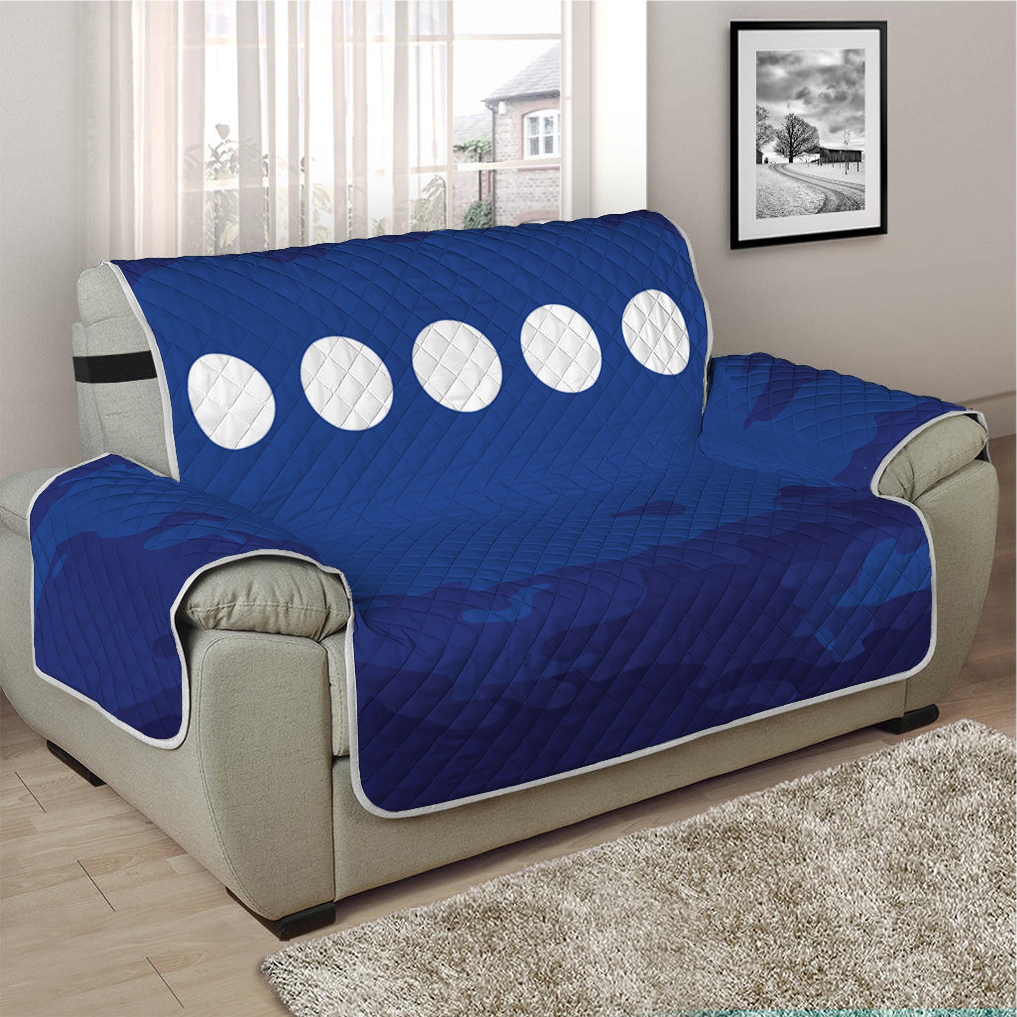 Starry Sky Lunar Phase Print Half Sofa Protector