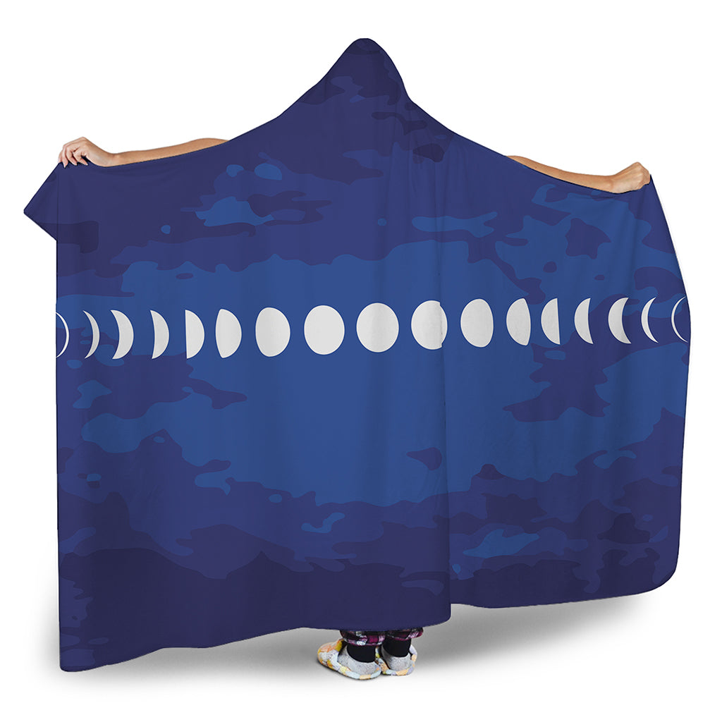 Starry Sky Lunar Phase Print Hooded Blanket
