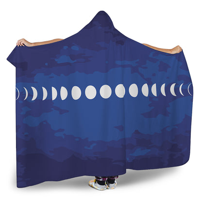 Starry Sky Lunar Phase Print Hooded Blanket