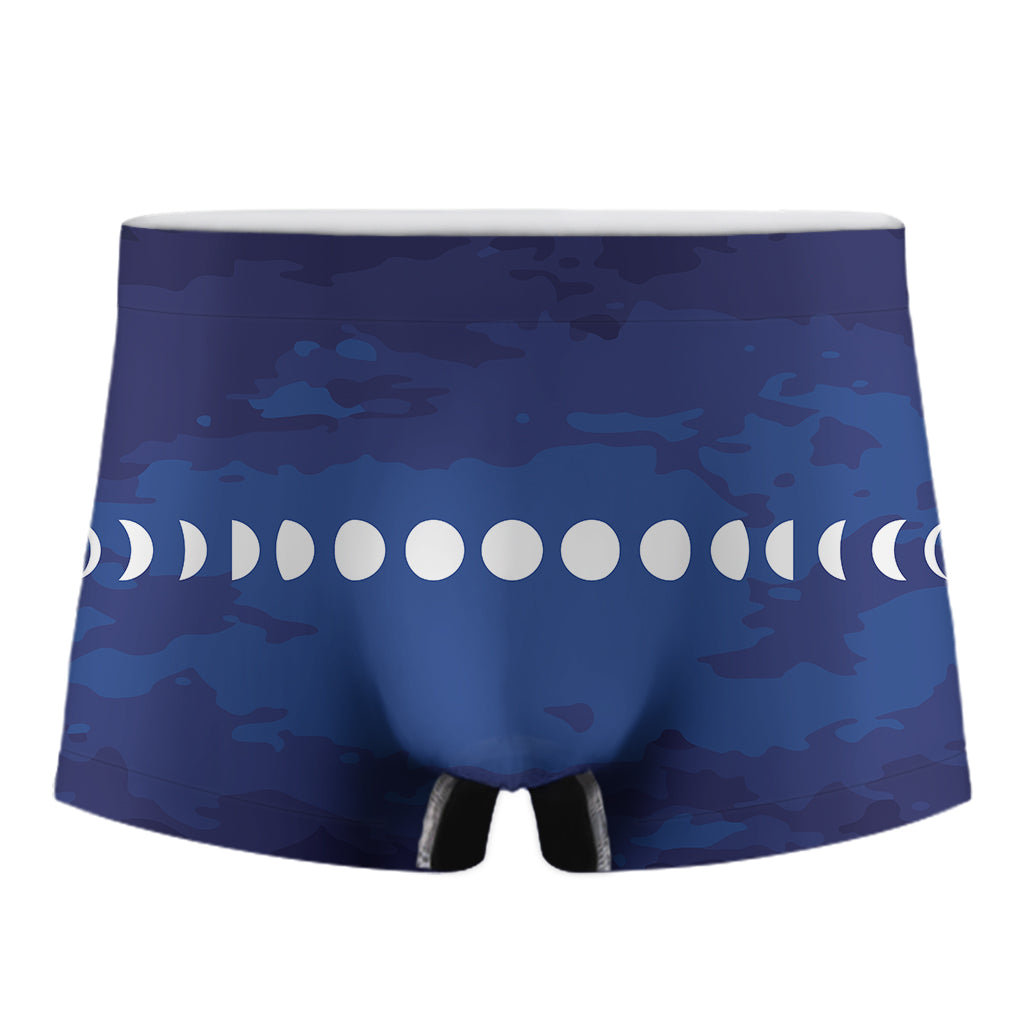 Starry Sky Lunar Phase Print Men's Boxer Briefs