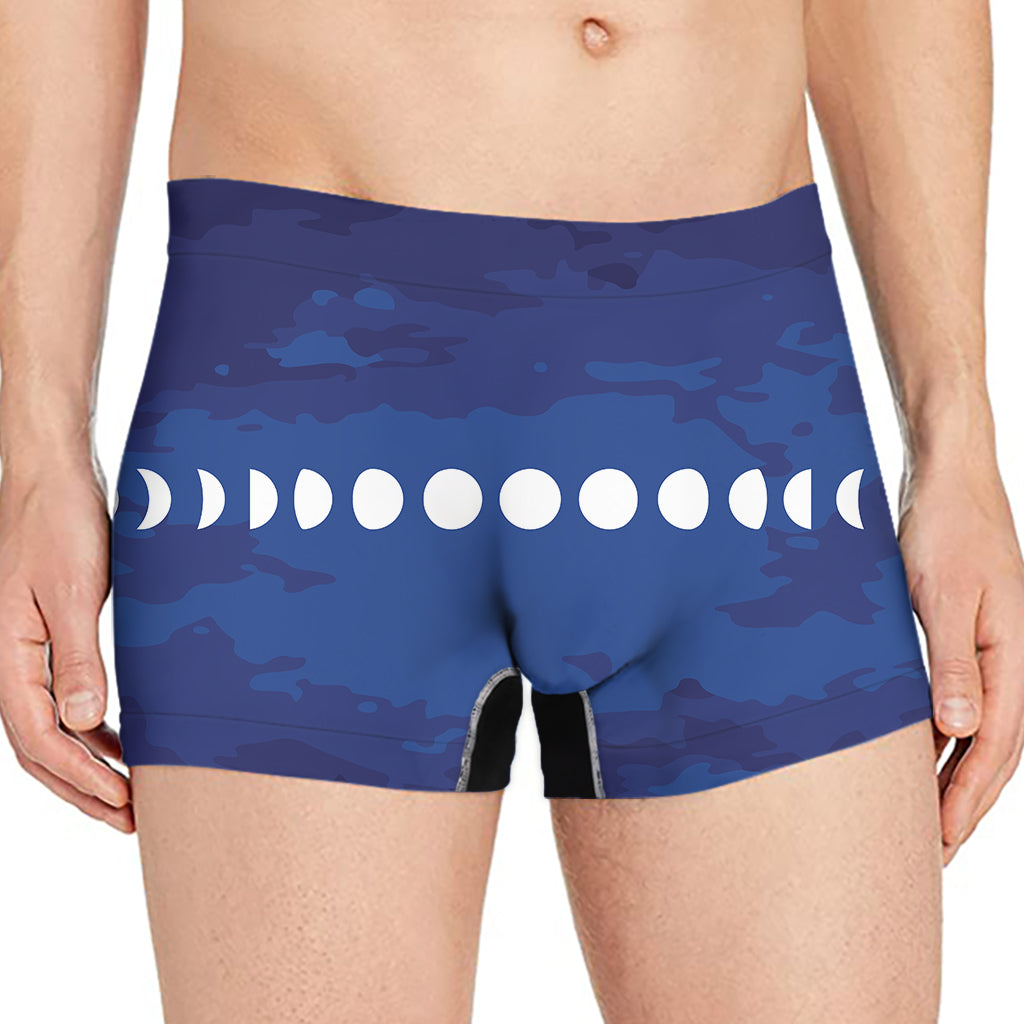 Starry Sky Lunar Phase Print Men's Boxer Briefs