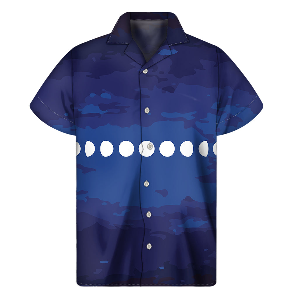 Starry Sky Lunar Phase Print Men's Short Sleeve Shirt
