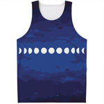 Starry Sky Lunar Phase Print Men's Tank Top