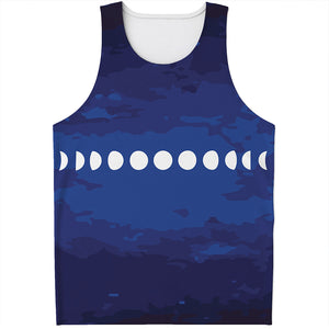 Starry Sky Lunar Phase Print Men's Tank Top