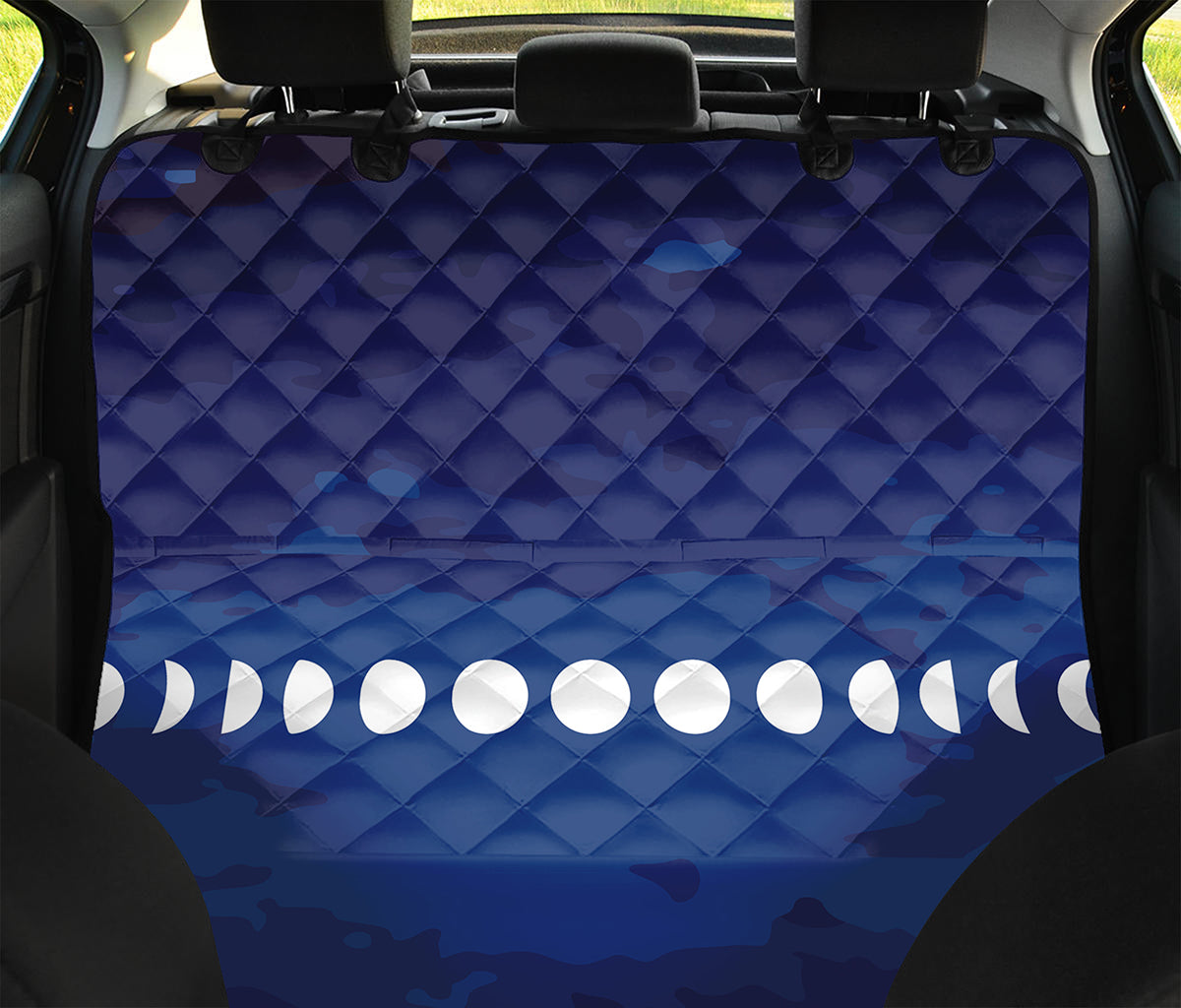 Starry Sky Lunar Phase Print Pet Car Back Seat Cover