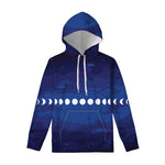Starry Sky Lunar Phase Print Pullover Hoodie