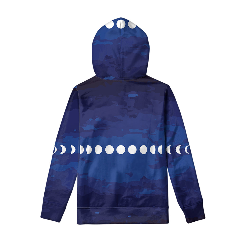 Starry Sky Lunar Phase Print Pullover Hoodie