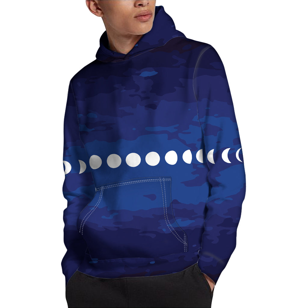 Starry Sky Lunar Phase Print Pullover Hoodie