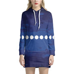 Starry Sky Lunar Phase Print Pullover Hoodie Dress