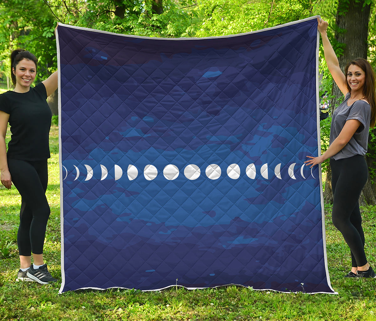 Starry Sky Lunar Phase Print Quilt