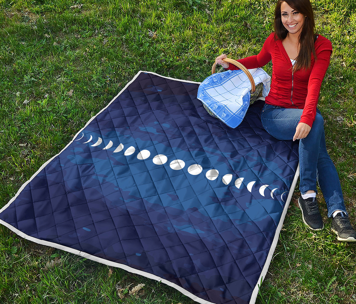 Starry Sky Lunar Phase Print Quilt