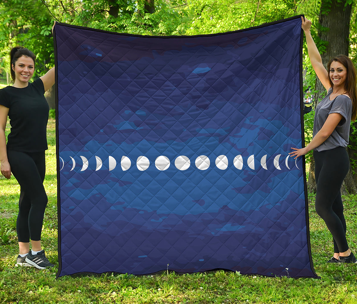 Starry Sky Lunar Phase Print Quilt