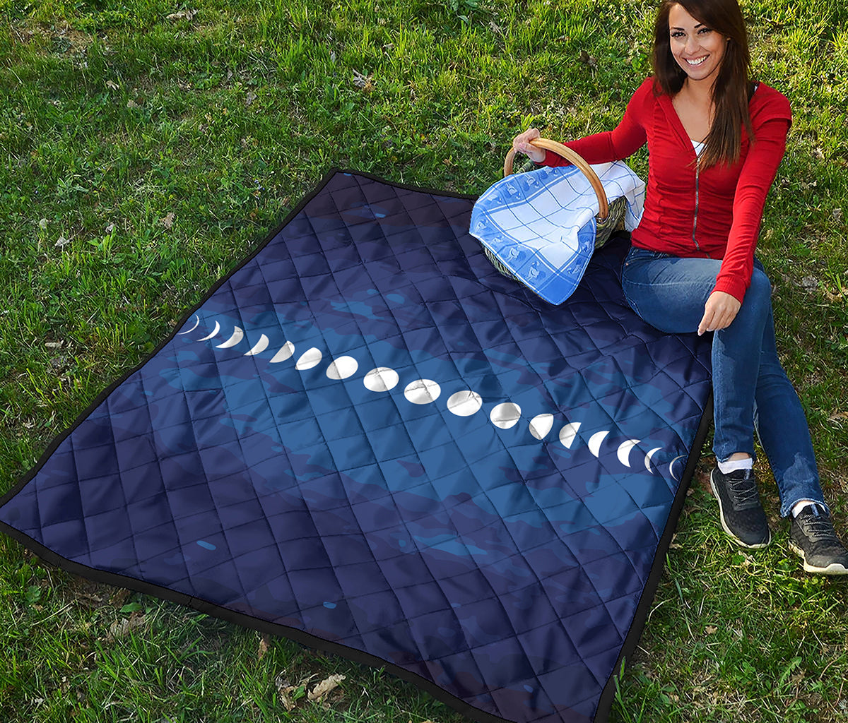 Starry Sky Lunar Phase Print Quilt