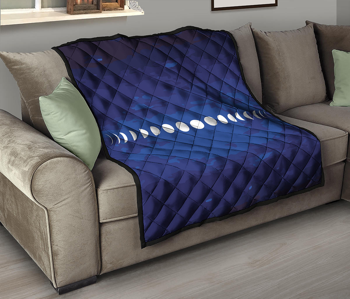 Starry Sky Lunar Phase Print Quilt
