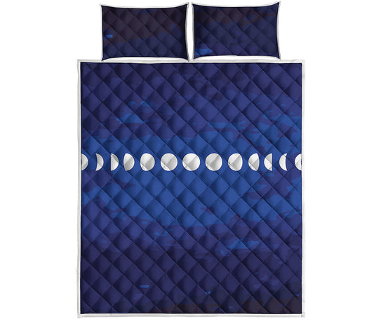 Starry Sky Lunar Phase Print Quilt Bed Set
