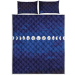 Starry Sky Lunar Phase Print Quilt Bed Set