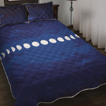 Starry Sky Lunar Phase Print Quilt Bed Set