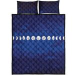 Starry Sky Lunar Phase Print Quilt Bed Set