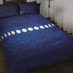 Starry Sky Lunar Phase Print Quilt Bed Set