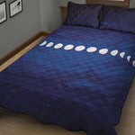 Starry Sky Lunar Phase Print Quilt Bed Set