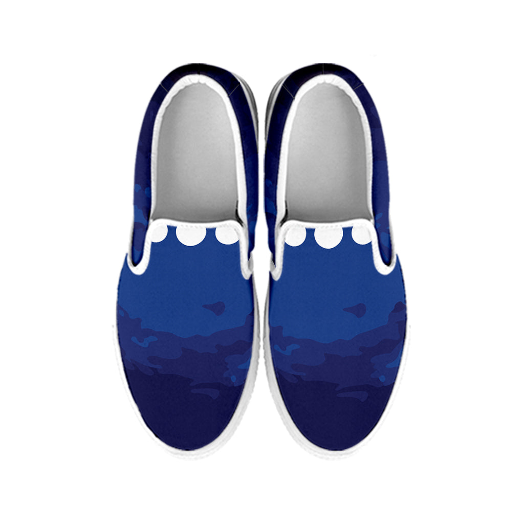 Starry Sky Lunar Phase Print White Slip On Shoes