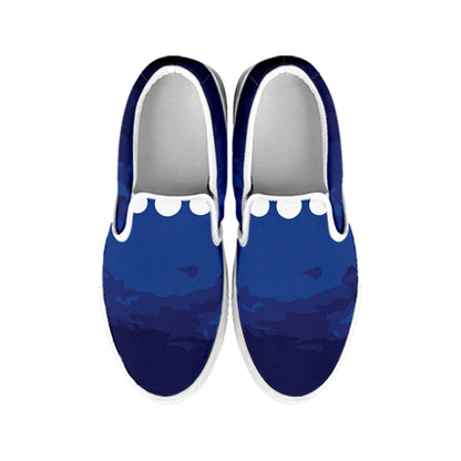 Starry Sky Lunar Phase Print White Slip On Shoes