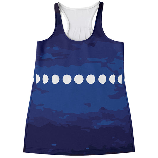 Starry Sky Lunar Phase Print Women's Racerback Tank Top