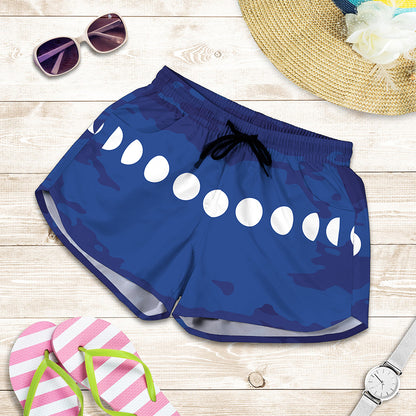 Starry Sky Lunar Phase Print Women's Shorts