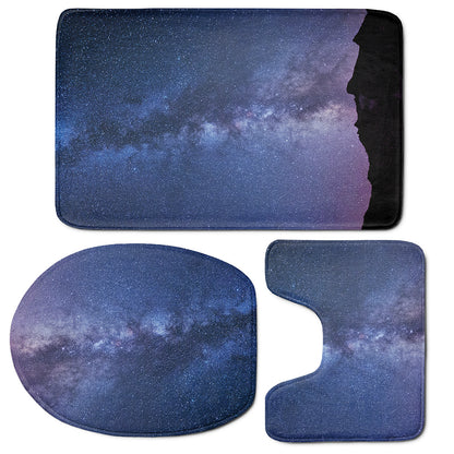 Stars Night Milky Way Print 3 Piece Bath Mat Set
