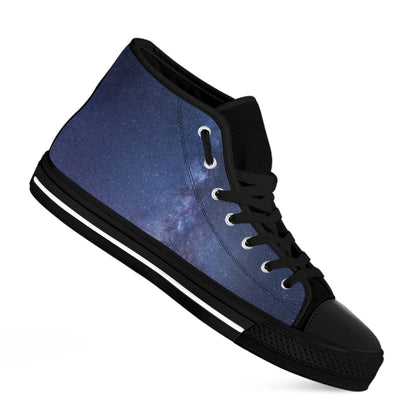 Stars Night Milky Way Print Black High Top Shoes