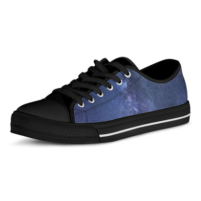 Stars Night Milky Way Print Black Low Top Shoes