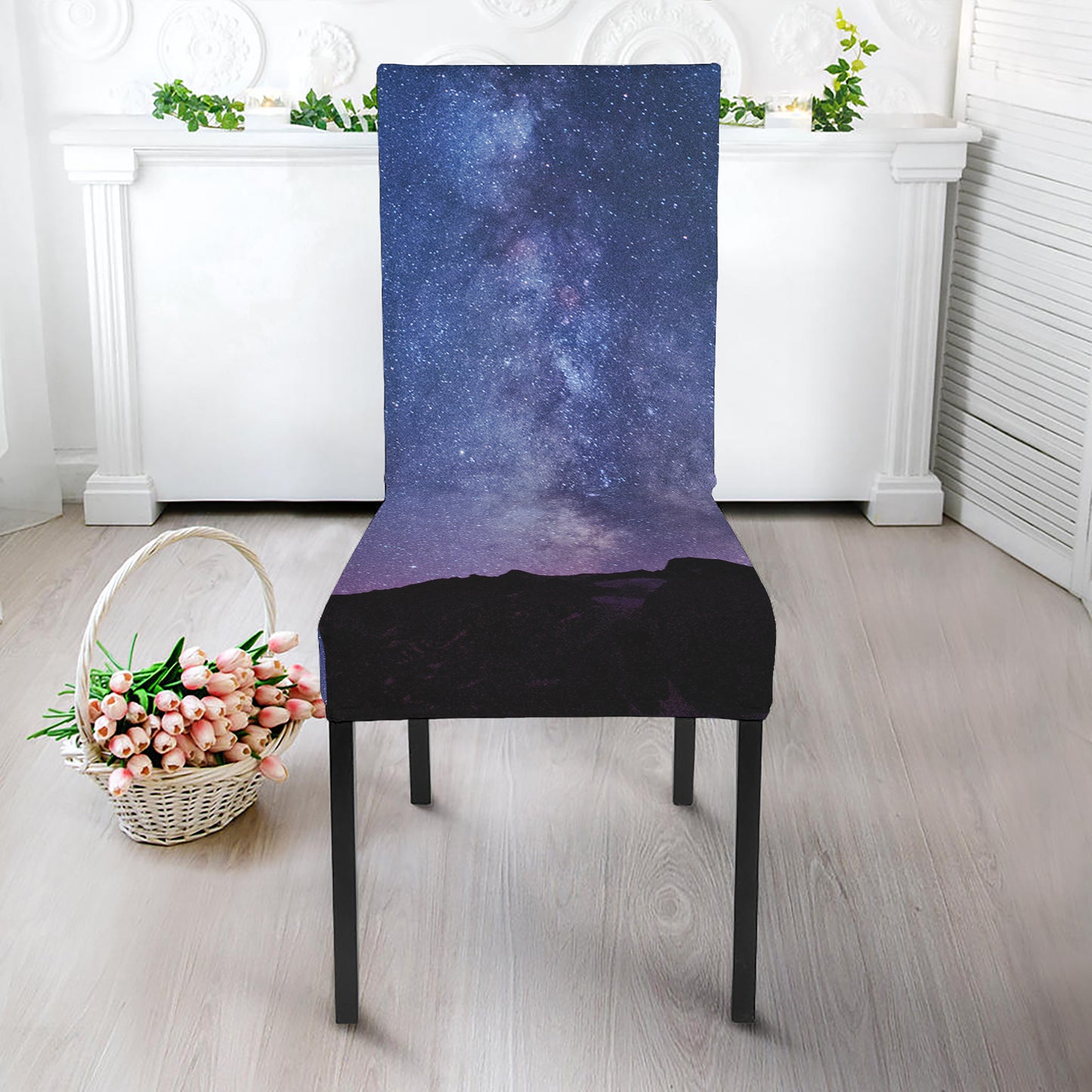 Stars Night Milky Way Print Dining Chair Slipcover