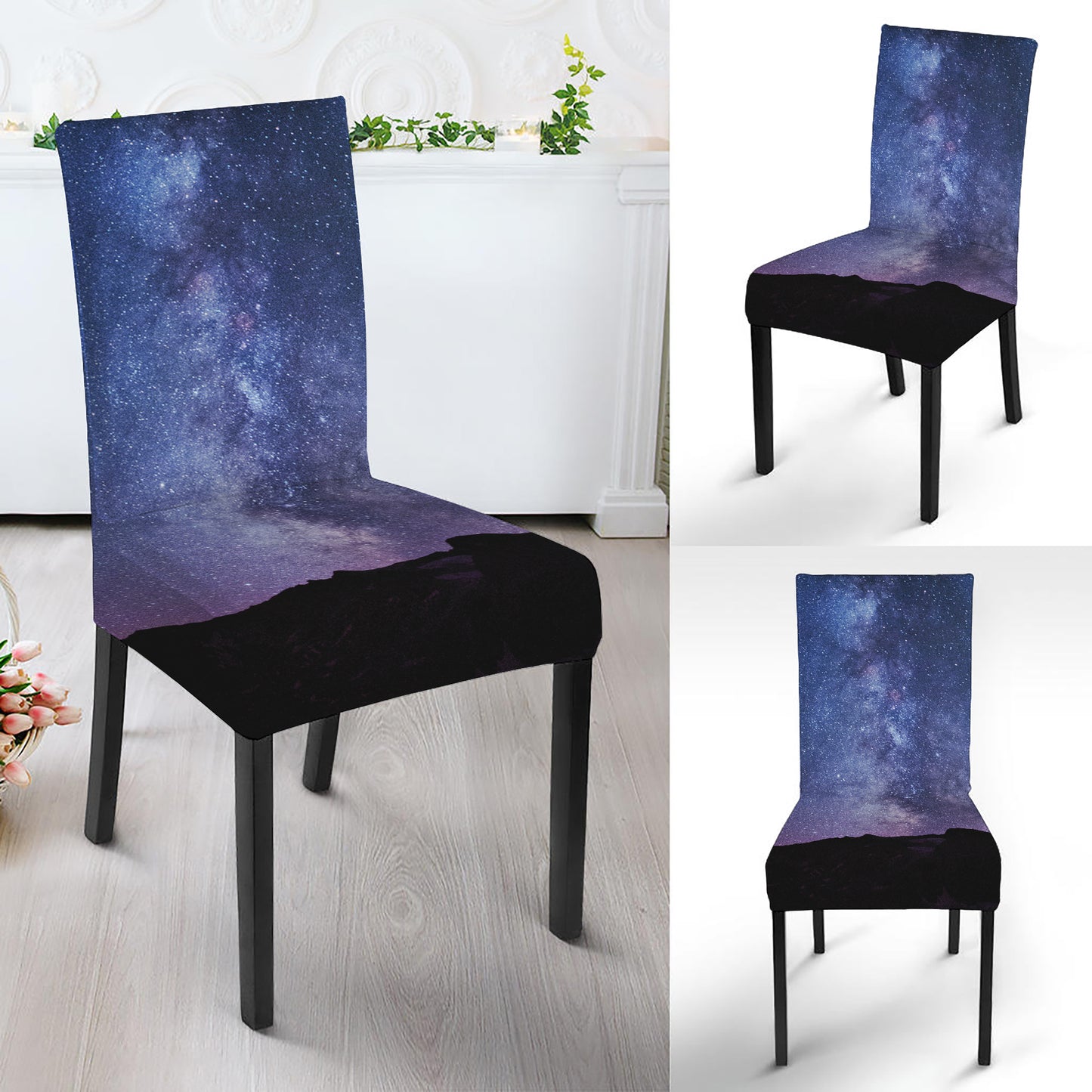 Stars Night Milky Way Print Dining Chair Slipcover